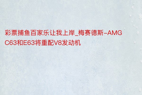 彩票捕鱼百家乐让我上岸_梅赛德斯-AMG C63和E63将重配V8发动机